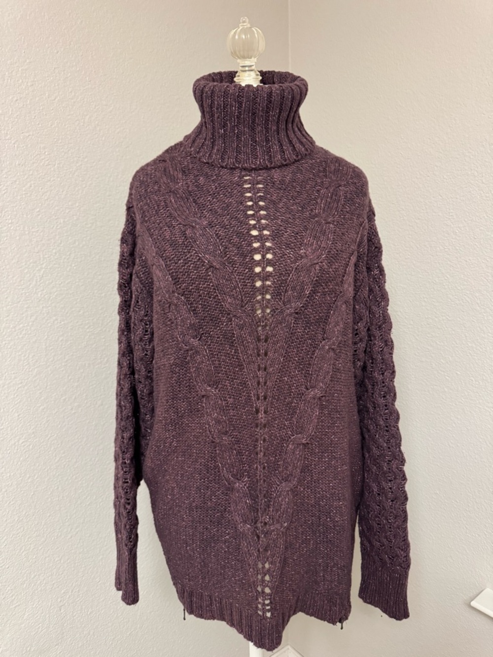 Matilda Jane Cable Knit Turtleneck Sweater - Plum